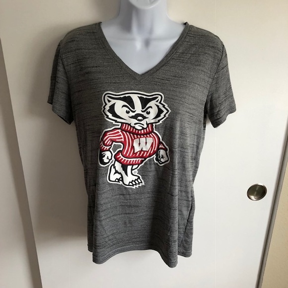 UA Bucky Badger Wisconsin V-neck Tee - Picture 1 of 3